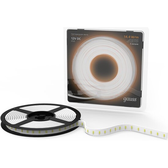Светодиодная лента Gauss LED 5050/60-SMD 14.4W 12V DC, IP20, теплый белый (EB312000114)
