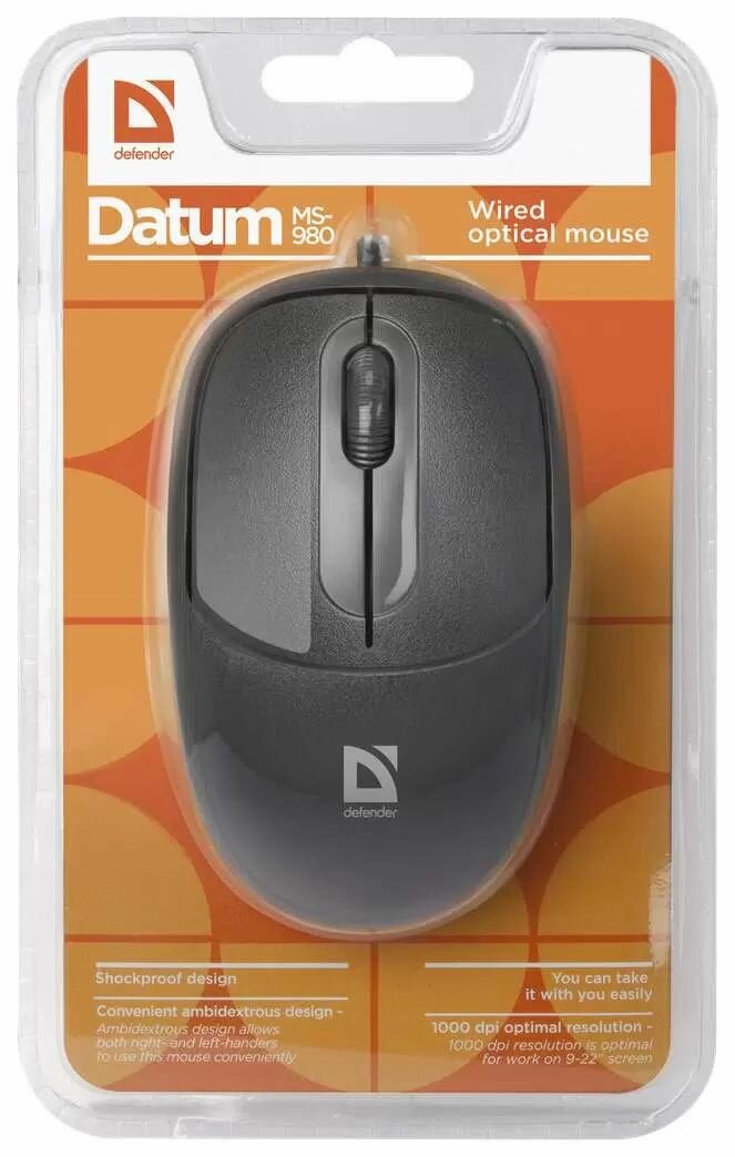 Мышь проводная DEFENDER Datum MS-980 (52980), официальная гарантия — фото 1