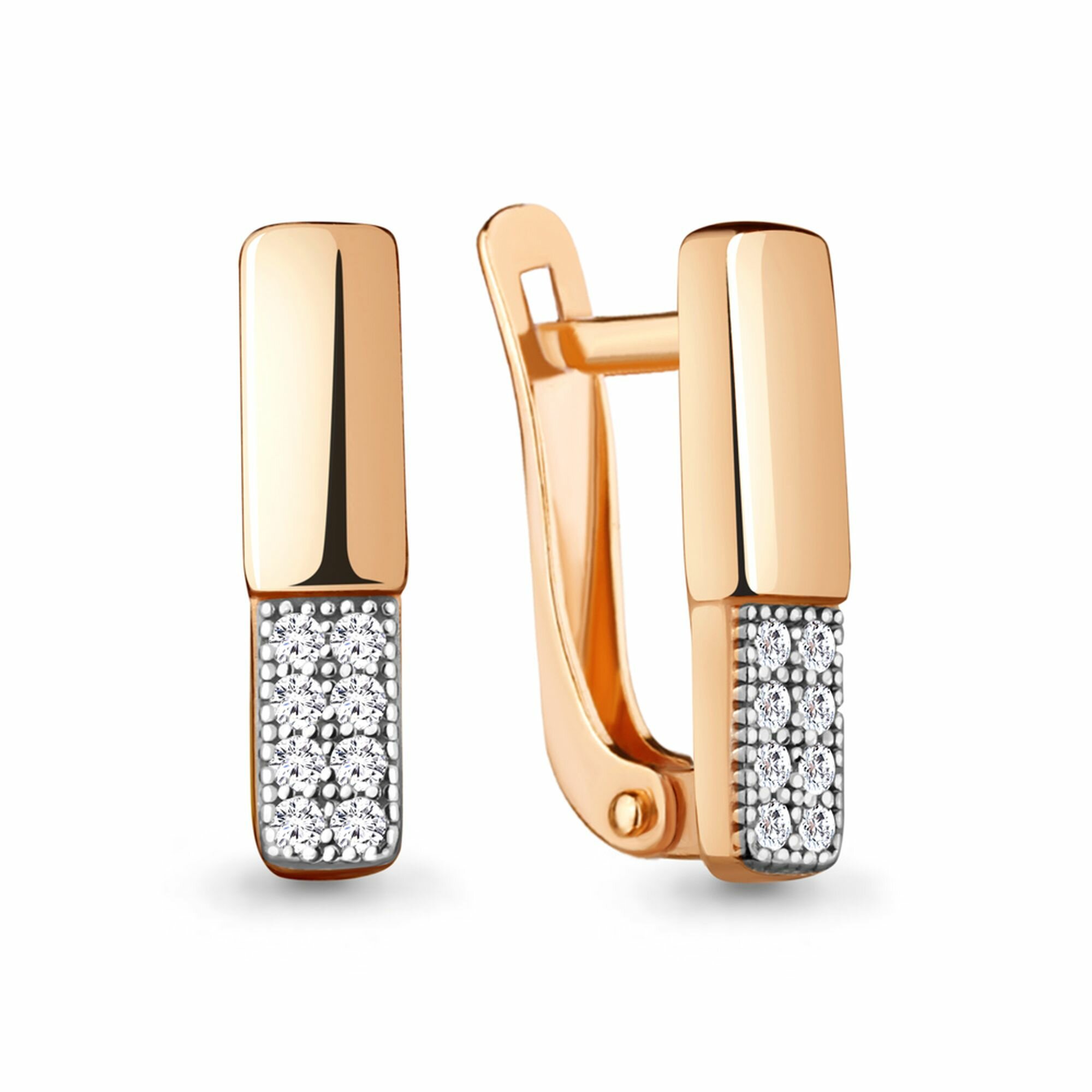 Серьги Diamant online, красное золото, 585 проба, фианит