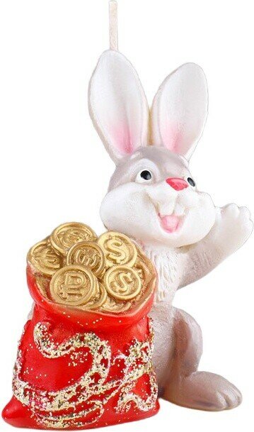 Свеча фигурная «Кролик с мешком», 10,5х7,5 см, 81 г 9083751 — фото 1