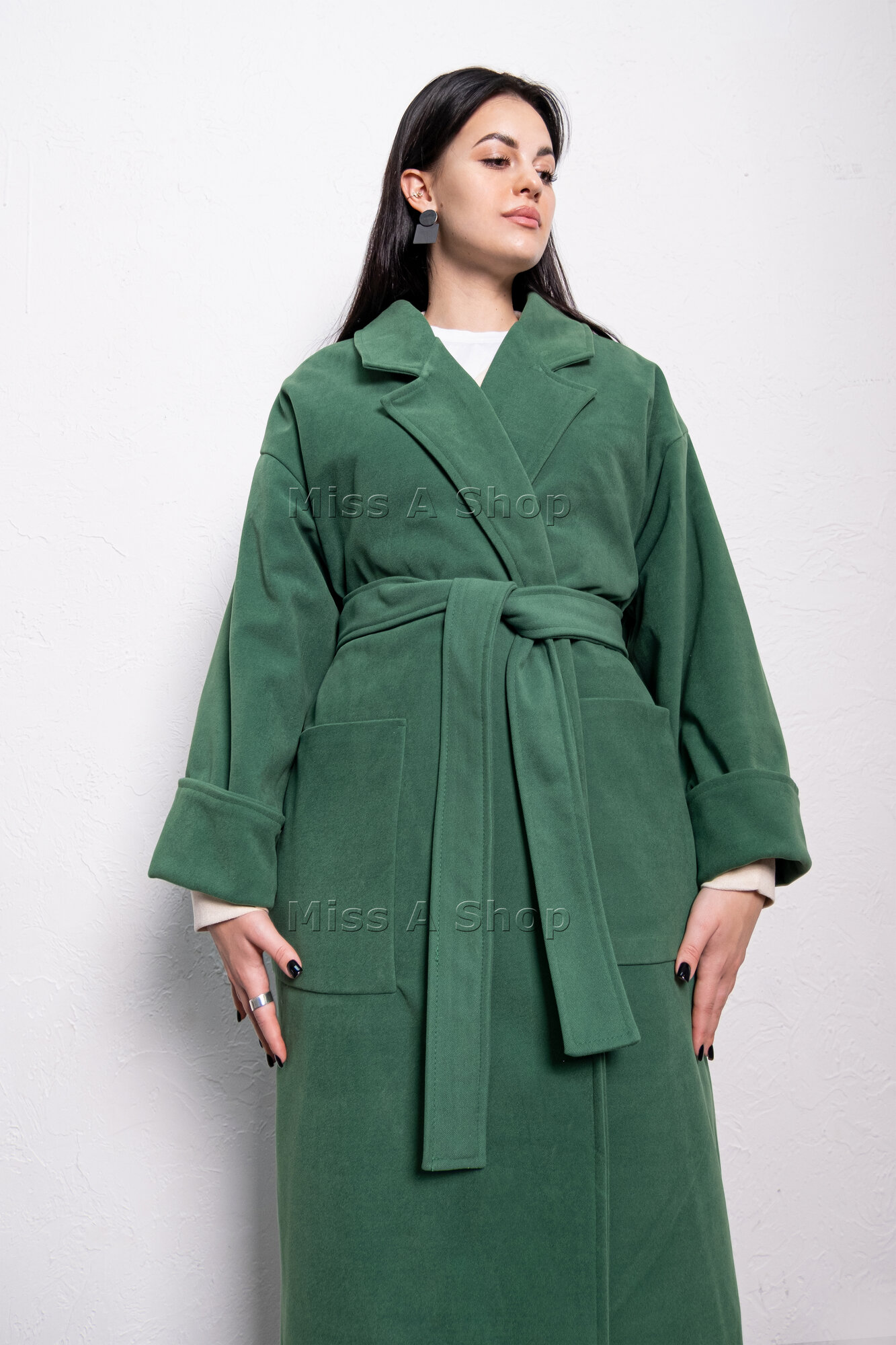 Пальто, размер 42, зелeный