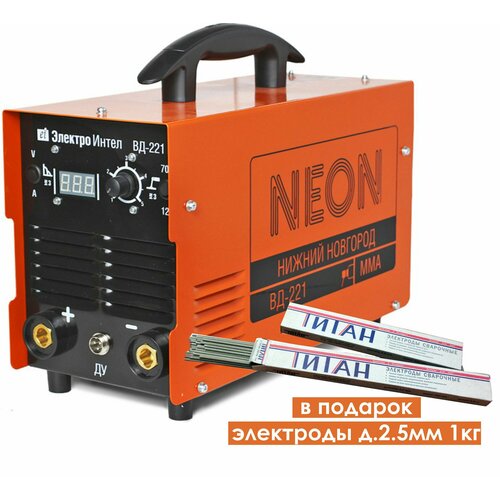 Инверторный сварочный аппарат NEON ВД-221 + электроды д. 2.5мм 1кг
