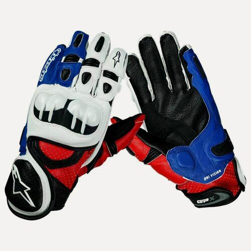 Изображение товара Мотоциклетные перчатки Alpinestars, кожаные перчатки, размер XL, сине-белые