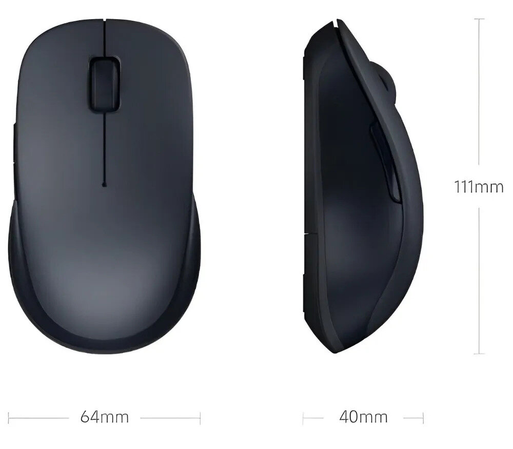 Мышь Xiaomi Mi "Wireless Bluetooth Dual Mode Mouse 2 XMSMSB01YM", беспроводная, оптическая, 4 клавиши, черная