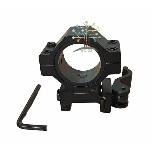 Кольцо быстросъёмное диаметром 25,4/30мм на планку для оптического прицела, фонаря и прочих аксессуаров. Устанавливается на планки Вивер (Weaver) и Пикатинни (Picatinny).