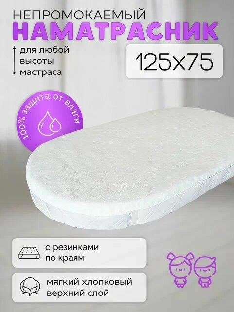 Непромокаемая пеленка Аквастоп 125х75 для новорожденных наматрасник с резинками по углам