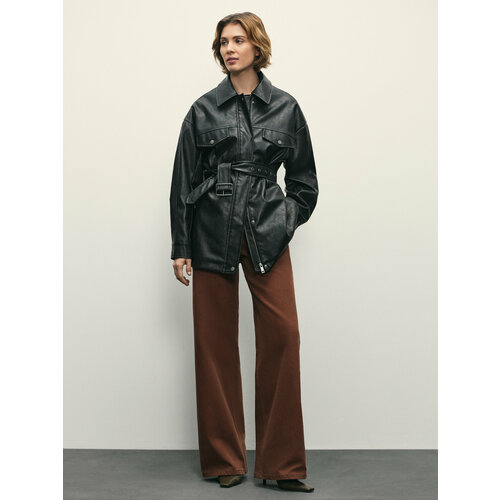 фото Джинсы широкие zarina wide leg, размер 2xs (ru 40)/170, оранжевый