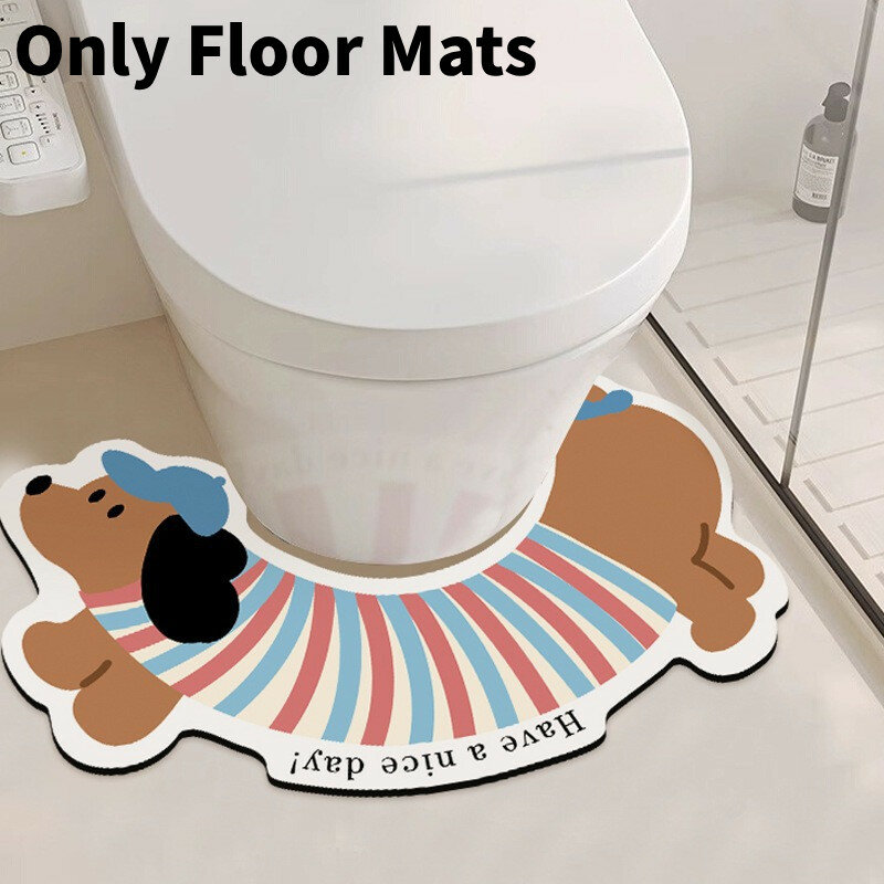 Коврик для туалета с изображением таксы мультфильм бязь водоотталкивающий полиэстер коричневый 65x38.5см