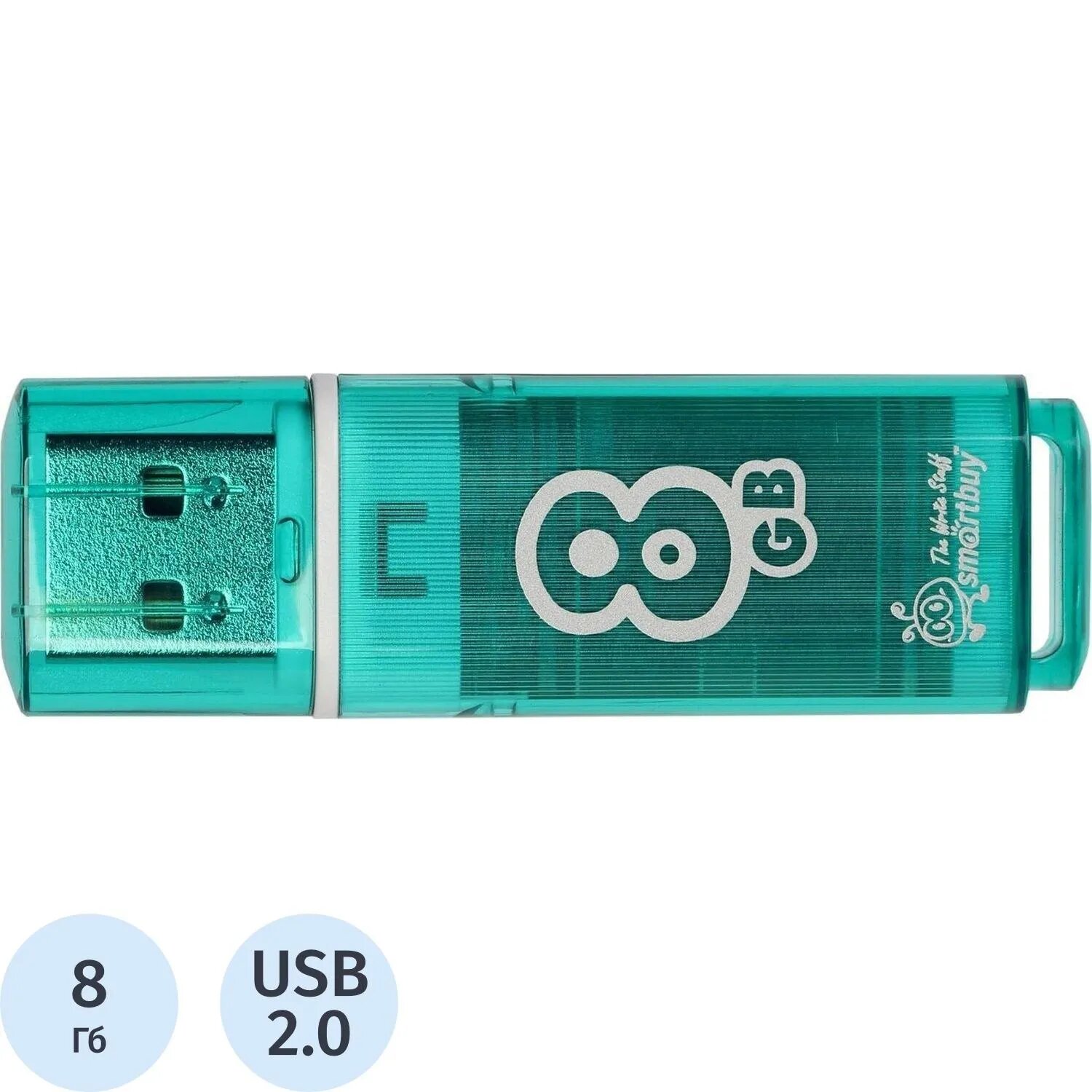 Флеш-память Smartbuy Glossy, 8Gb, USB 2.0, зел, SB8GBGS-G SmartBuy