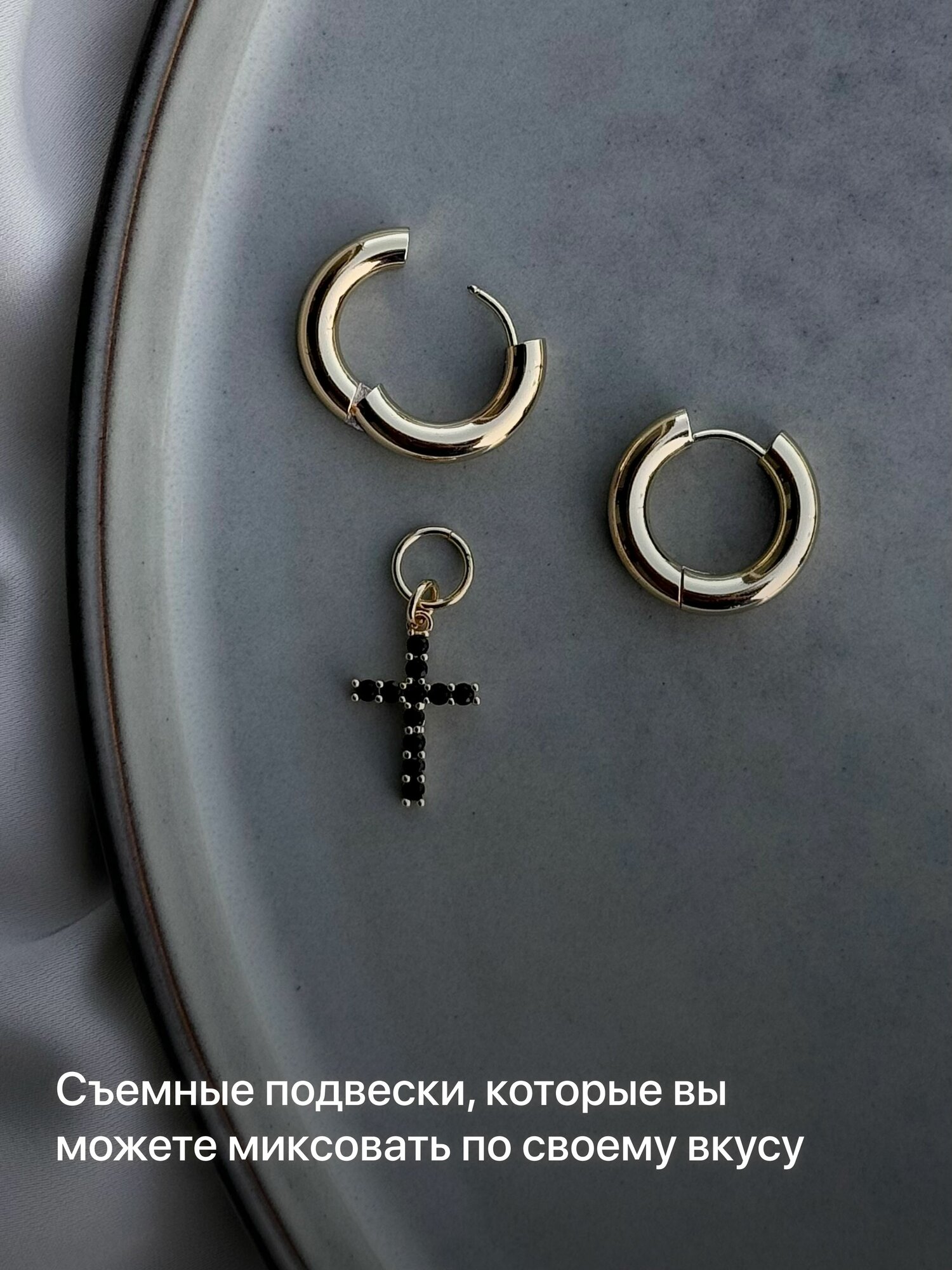 Серьги конго, шпинель, золотой, черный — фото 1