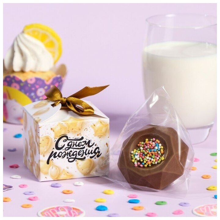 ChocolaVie Шоколадная бомбочка "С днем рождения", молочный шоколад, 38 г - фотография № 3