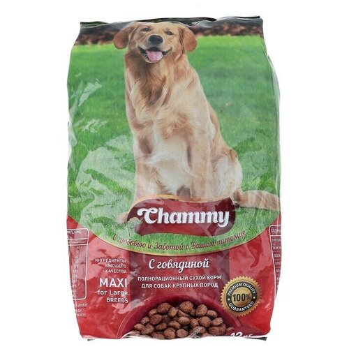 Chammy Сухой корм Chammy для собак крупных пород, говядина, 12 кг