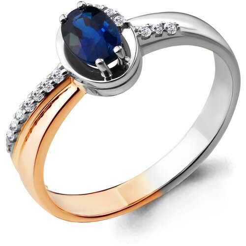 фото Золотое кольцо aquamarine 963578кс с бриллиантом и сапфиром diamant-online