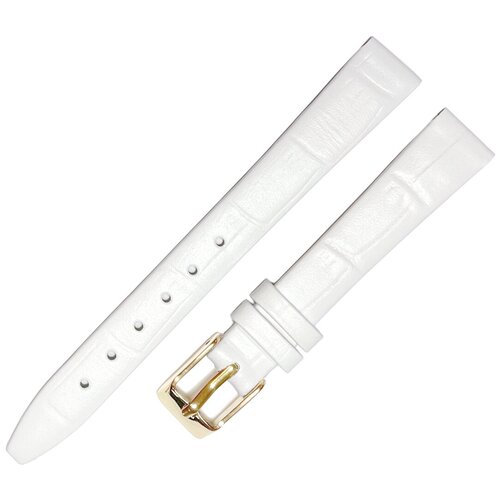 фото Ремешок 1203-02-1-0 kroko белый кожаный ремень 12 мм для часов наручных из натуральной кожи женский матовый крокодил ardi