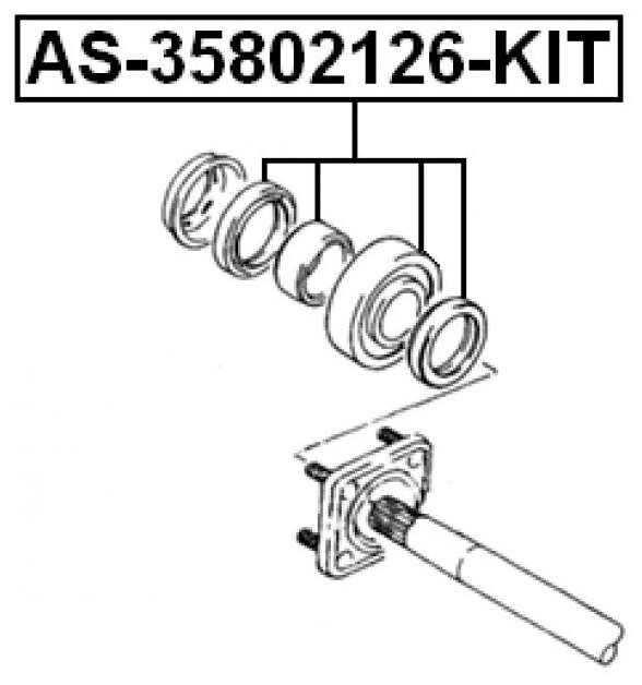 Подшипник шариковый задней полуоси ремкомплект Febest AS-35802126-KIT