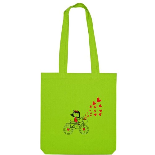 Сумка шоппер Us Basic, зеленый мужская футболка девочка на велосипеде m белый