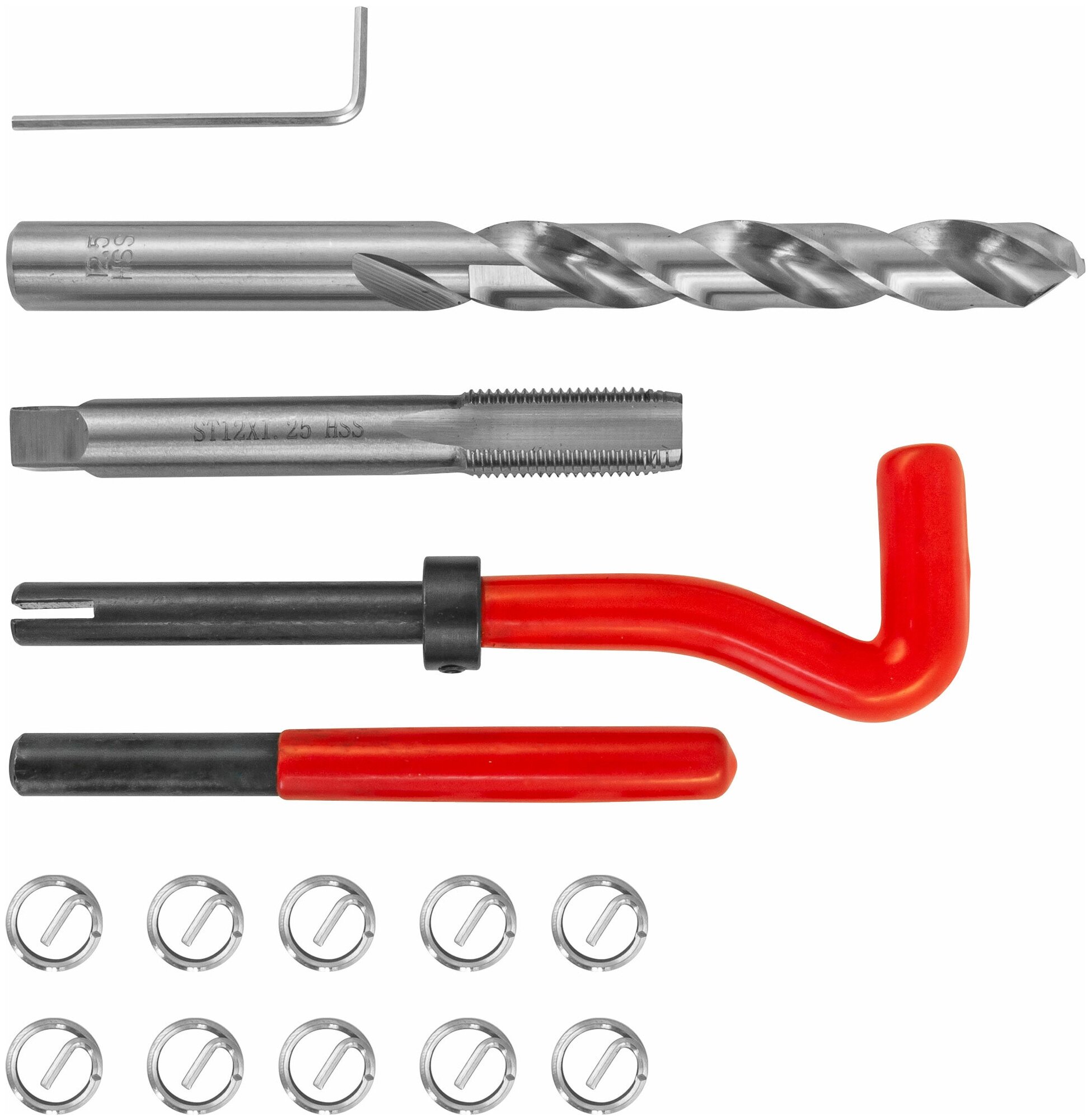 Набор для восстановления резьбы M12x1.25 15 предметов Thorvik