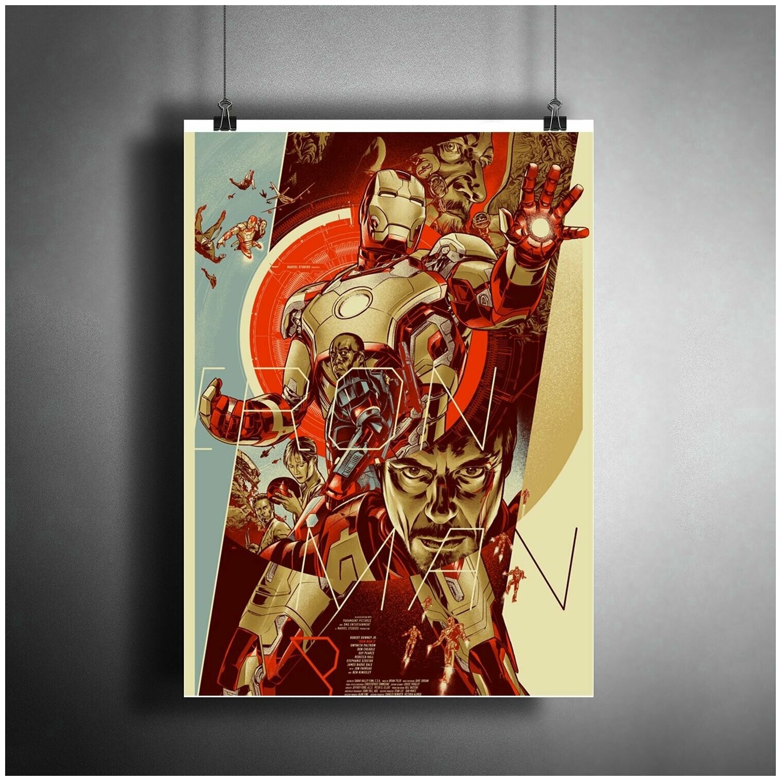 Постер плакат для интерьера "Фильм: Железный Человек. Комиксы Марвел. The Iron Man" / Декор дома, офиса, комнаты, квартиры, детской A3 (297 x 420 мм)
