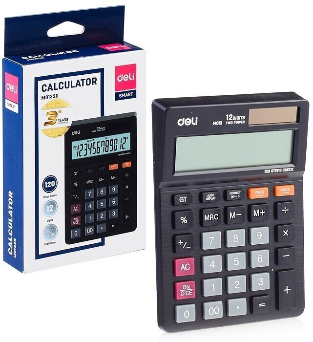 Калькулятор DELI , 12-разрядный, черный - фото №15