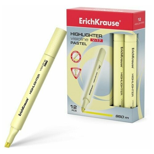 Маркер текстовыделитель ErichKrause Visioline V-17 Pastel 06-45 мм чернила на водной основе жёлтый 461₽