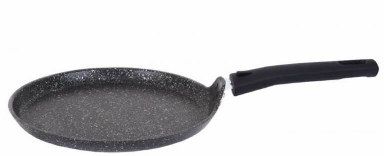 Сковорода блинная кукмор сбмт240-1а 24/2,5 см с антипригарным покрытием (темный мрамор) со съёмной ручкой - фотография № 1