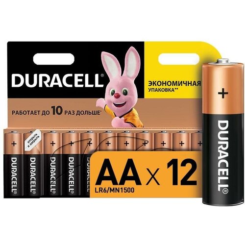 Duracell Батарейка алкалиновая AA LR6/MN1500 Basic 1.5v (блистер 12 шт.)