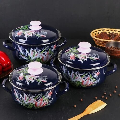 Набор эмалированных кастрюль 3 пр. Версаль (1,5л, 2л, 3л)