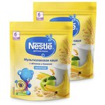 Каша Nestlé молочная мультизлаковая с яблоком и бананом, с 6 месяцев, 220 г, 2 шт., дойпак - изображение