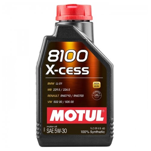 MOTUL 108944 Масло моторное Motul 8100 X-cess A3/B3/B4 5W-30 синтетическое 1 л 108944