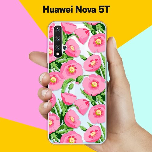 Силиконовый чехол Узор из цветов на Huawei Nova 5T силиконовый чехол узор из ёжиков на huawei nova 5t