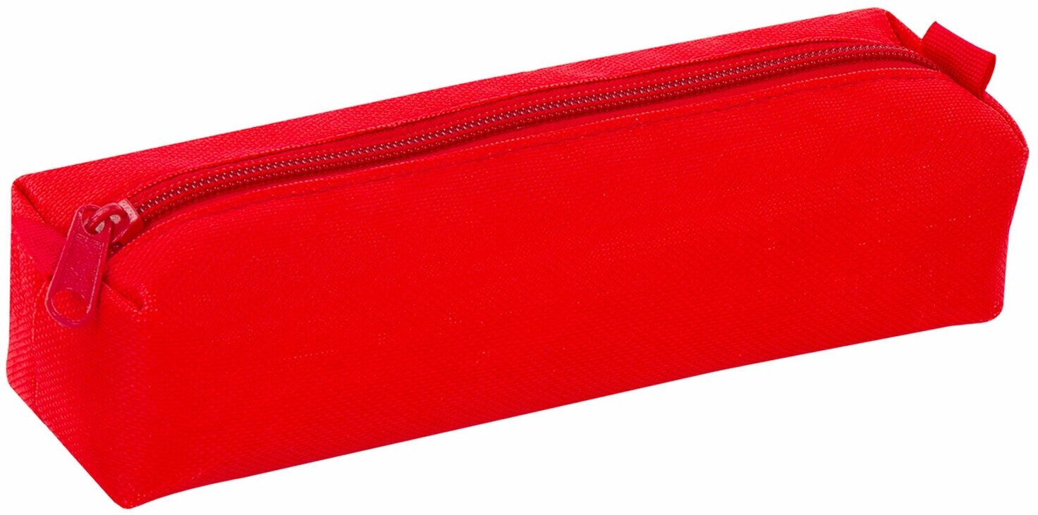 Пенал-тубус пифагор на молнии, текстиль, красный, 20х5 см, 104387