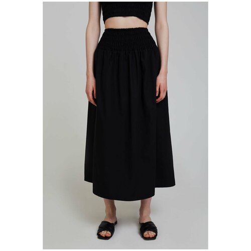 фото Черная хлопковая юбка incity, цвет чёрный, размер s