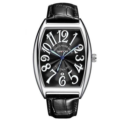 фото Наручные часы sanda элегантные мужские наручные механические часы, серебряный, черный