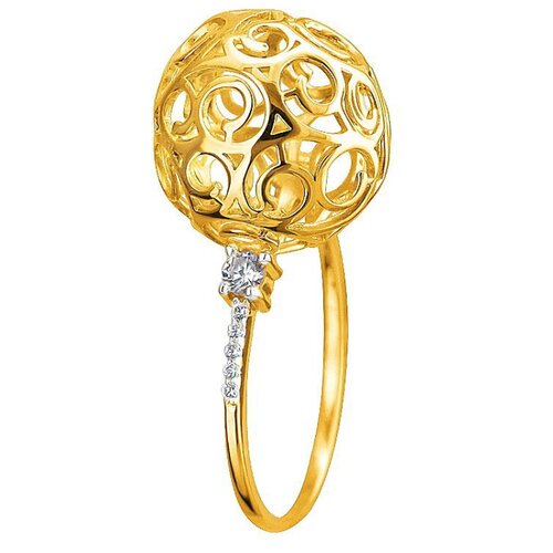 фото Эстет кольцо шарик с 12 фианитами из жёлтого золота 01к1312778р, размер 16.5