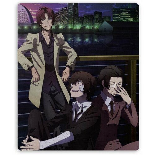 Коврик для мышки прямоугольный Bungou Stray Dogs - Osamu Dazai, Oda Sakunosuke, Ango Sakaguchi