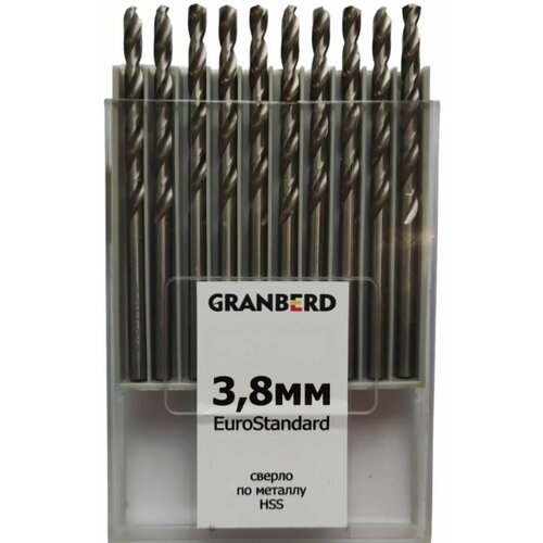 Сверло по металлу HSS 3.8 мм GRANBERD EuroStandard 10 шт morse taper shank reamer tapered chucking reamers reaming rymer 1 10 taper hss spiral machine reamer high speed steel cutters