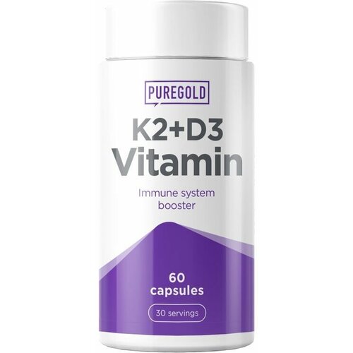 Витамин К2 150мкг + Д3 4000МЕ Pure Gold, 60 капсул / Добавка для иммунитета, костей, сердца / Для взрослых, мужчин и женщин