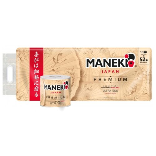 Купить Maneki Бумага туалетная KABI 3 слоя 39.2 м с ароматом ромашки 10 рулонов, белый, Туалетная бумага и полотенца