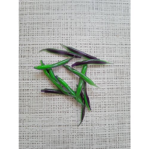 Силиконовая приманка Пиявка (Piyavka) 25мм. 20шт. Фиолетовый-зеленый (Violet Lime).