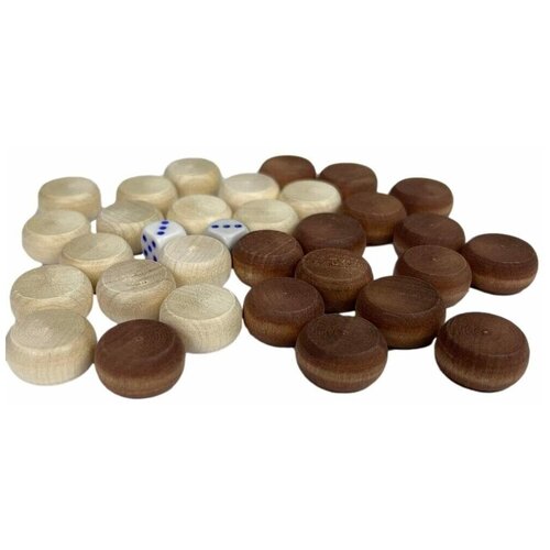 Фишки/Шашки для нард диаметр 1,8 см, дерево, с кубиками, кировские