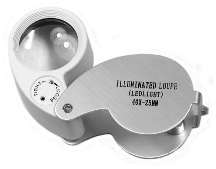 40-кратная ювелирная лупа с подсветкой (Mini 40X 25MM Jeweler Loupe Magnifier Microscope w LED)