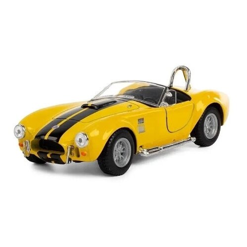 Машинка металлическая Kinsmart 1:32 1965 Shelby Cobra 427 (Шелби Кобра) KT5322D инерционная, двери открываются / Желтый