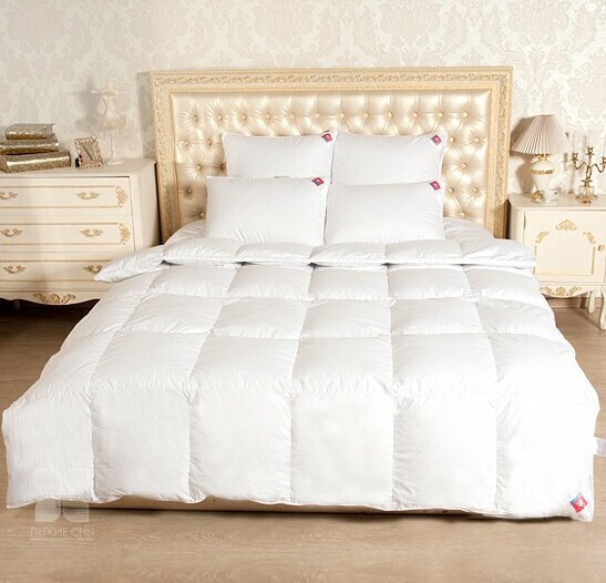 Одеяло «Камилла» теплое 15-спальное (140х205) Серый гусиный пух/Тик