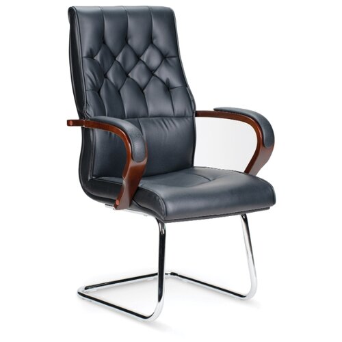 фото Конференц кресло ботичелли cf дерево / черная экокожа norden chairs