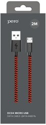 Кабель Pero (DC-04) micro USB, 2A, 2 м, красный/черный