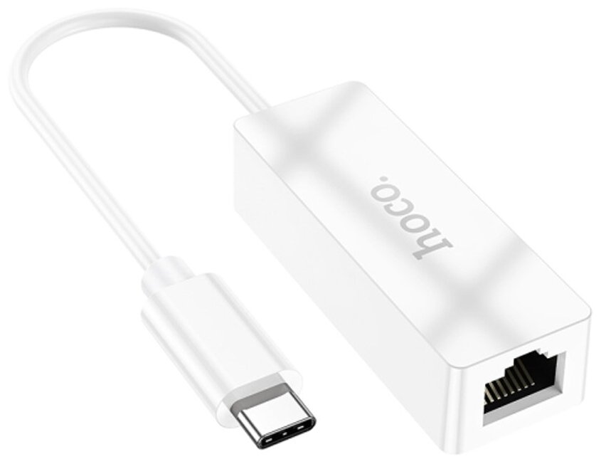 Адаптер-переходник Hoco UA22 (Type-C to ethernet adapter 100 Mbps) белый