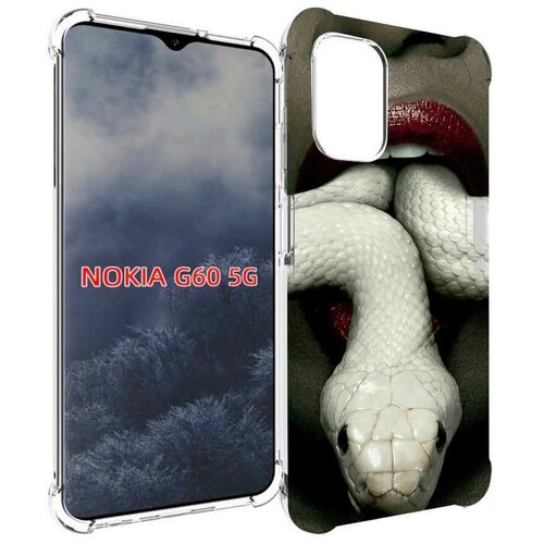 Чехол MyPads белая-змея для Nokia G60 5G задняя-панель-накладка-бампер чехол mypads черно белая рука для nokia g60 5g задняя панель накладка бампер