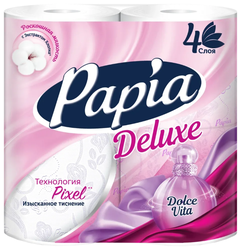 Туалетная бумага Papia Deluxe Dolce vita белая четырёхслойная