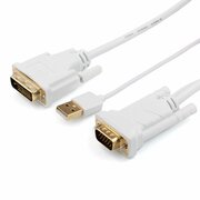 Переходник Atcom Кабель DVI-VGA 1.8 m (DVI-D с чипом, белый, в пакете)