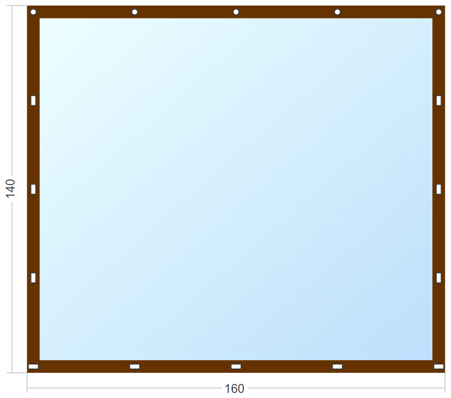 Мягкое окно Софтокна 160х140 см съемное, Скоба-ремешок, Прозрачная пленка 0,7мм, Коричневая окантовка, Комплект для установки - фотография № 3